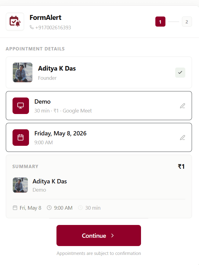 Dashboard: today's appointment queue